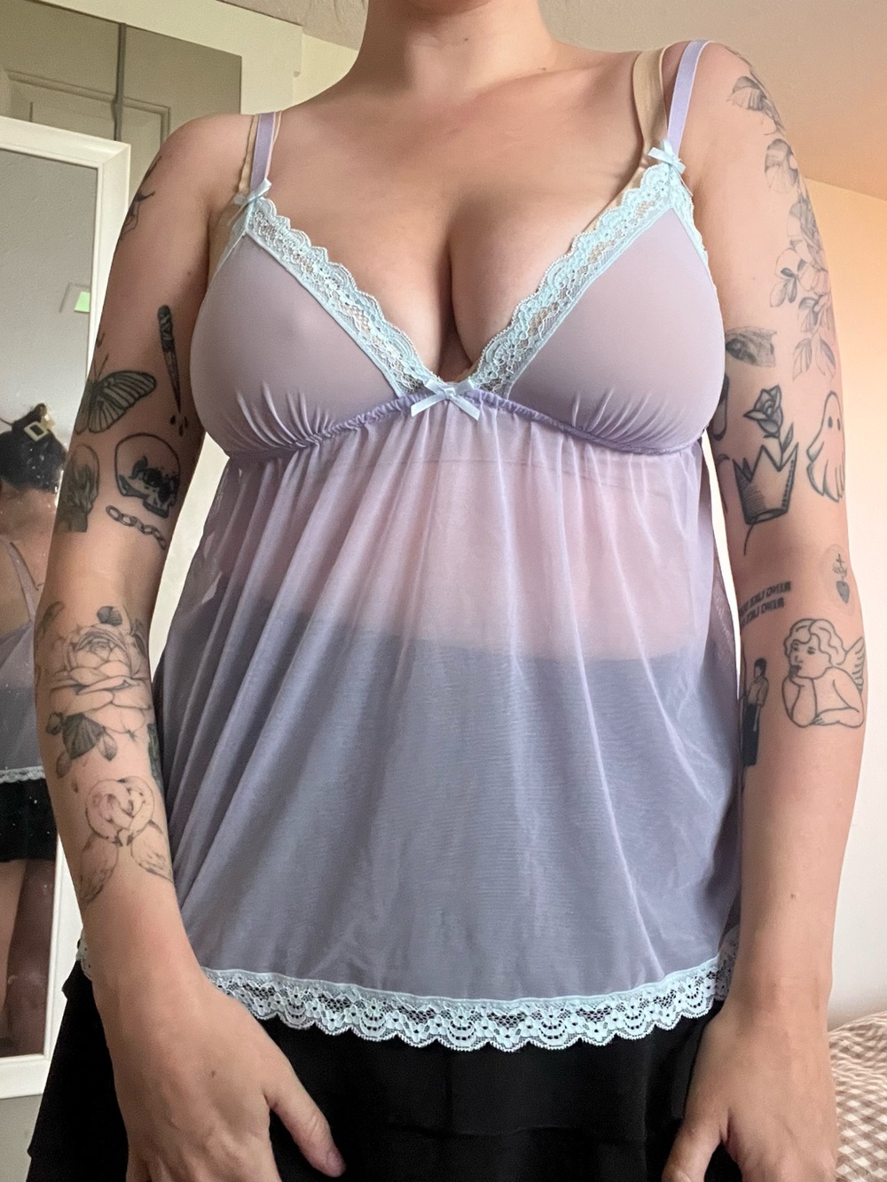 Blush Lingerie Lilac & Blue Babydoll Flyaway Top
